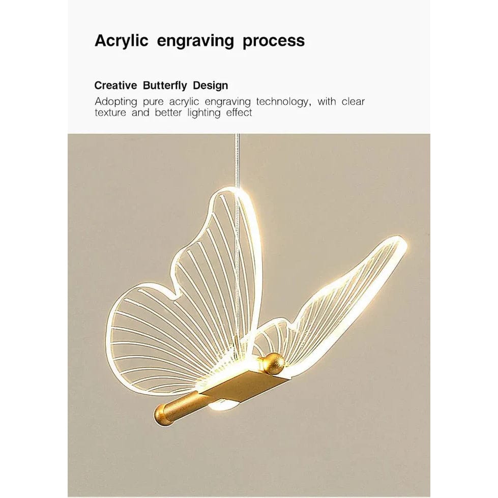 Gyllene LED Fjäril Hänglampa