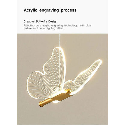 Gyllene LED Fjäril Hänglampa