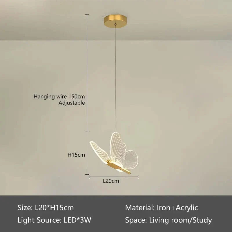 Gyllene LED Fjäril Hänglampa