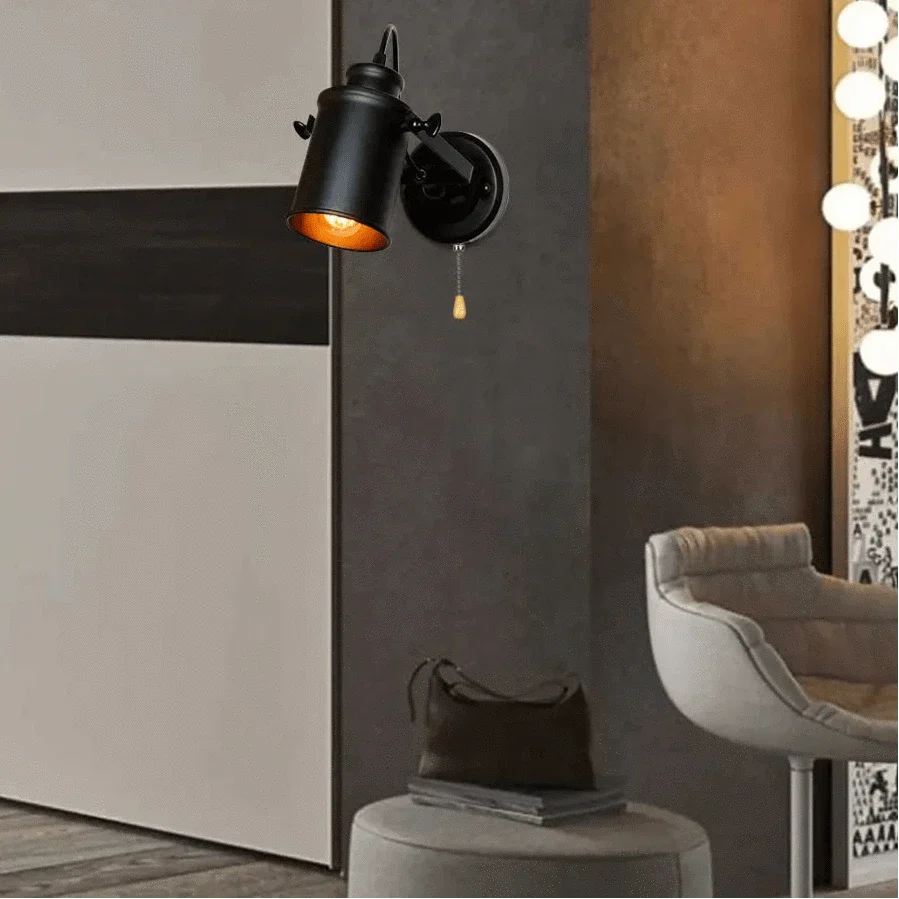 Industriell vintage vägglykta – Rustik järnvägglampa för sovrum, balkong och korridorinredning