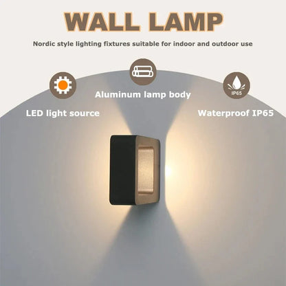 IP65 Vattentålig Utomhus Vägglampa – Modern Design - Upp- och Nedljusterande - Svart/Grå - Idealisk för Trädgårds- och Patio Belysning