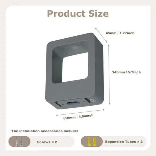 IP65 Vattentålig Utomhus Vägglampa – Modern Design - Upp- och Nedljusterande - Svart/Grå - Idealisk för Trädgårds- och Patio Belysning