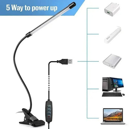 LED Clip-On Skrivbordslampa med Justerbar Belysning och Ögonskydd – Skrivbordslampa för Läsning och Studier