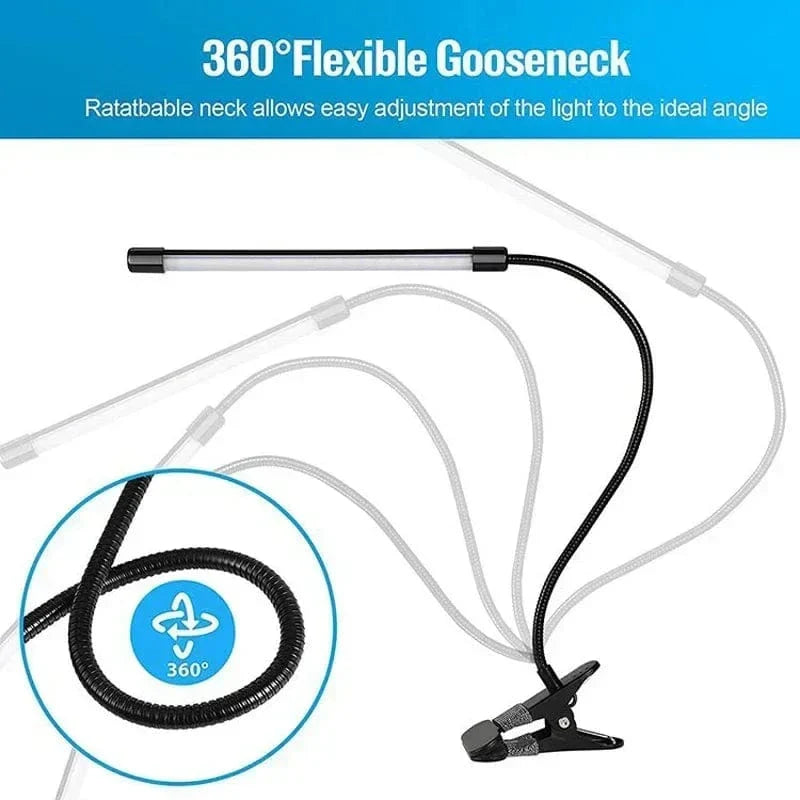 LED Clip-On Skrivbordslampa med Justerbar Belysning och Ögonskydd – Skrivbordslampa för Läsning och Studier