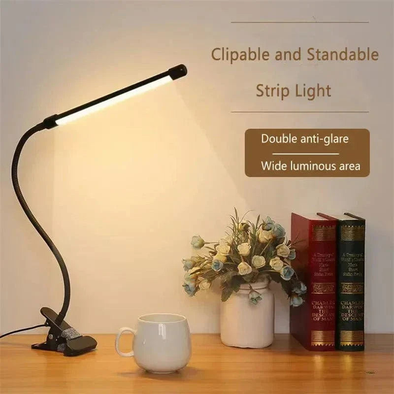 LED Clip-On Skrivbordslampa med Justerbar Belysning och Ögonskydd – Skrivbordslampa för Läsning och Studier