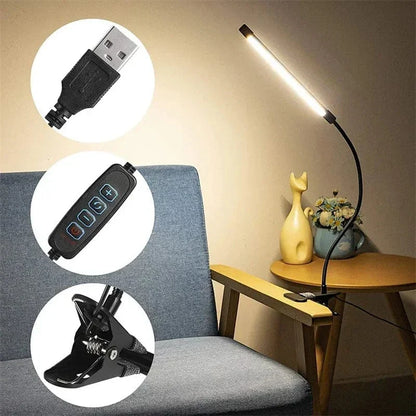 LED Clip-On Skrivbordslampa med Justerbar Belysning och Ögonskydd – Skrivbordslampa för Läsning och Studier