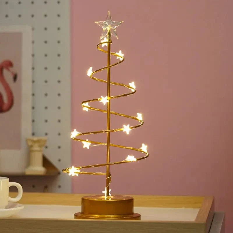 LED Skrivbordslampa - Batteridrift - Varmt Ljus - Julgransdesign - Akryl Kristall hängande - Festlig Heminredning