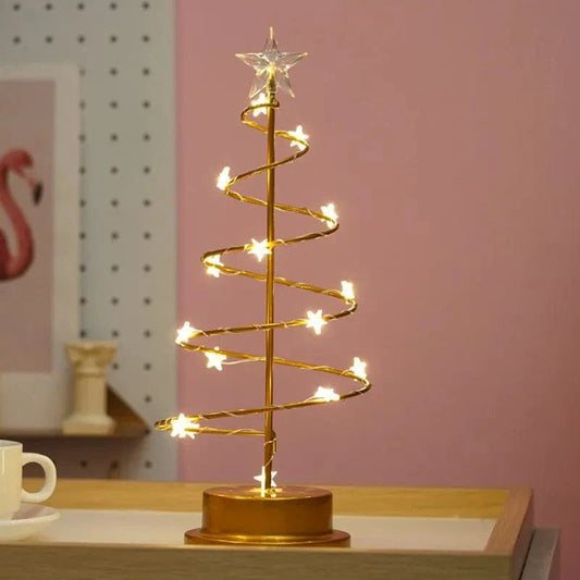 LED Skrivbordslampa - Batteridrift - Varmt Ljus - Julgransdesign - Akryl Kristall hängande - Festlig Heminredning