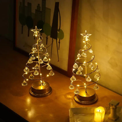 LED Skrivbordslampa - Batteridrift - Varmt Ljus - Julgransdesign - Akryl Kristall hängande - Festlig Heminredning
