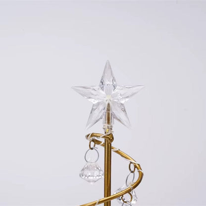 LED Skrivbordslampa - Batteridrift - Varmt Ljus - Julgransdesign - Akryl Kristall hängande - Festlig Heminredning