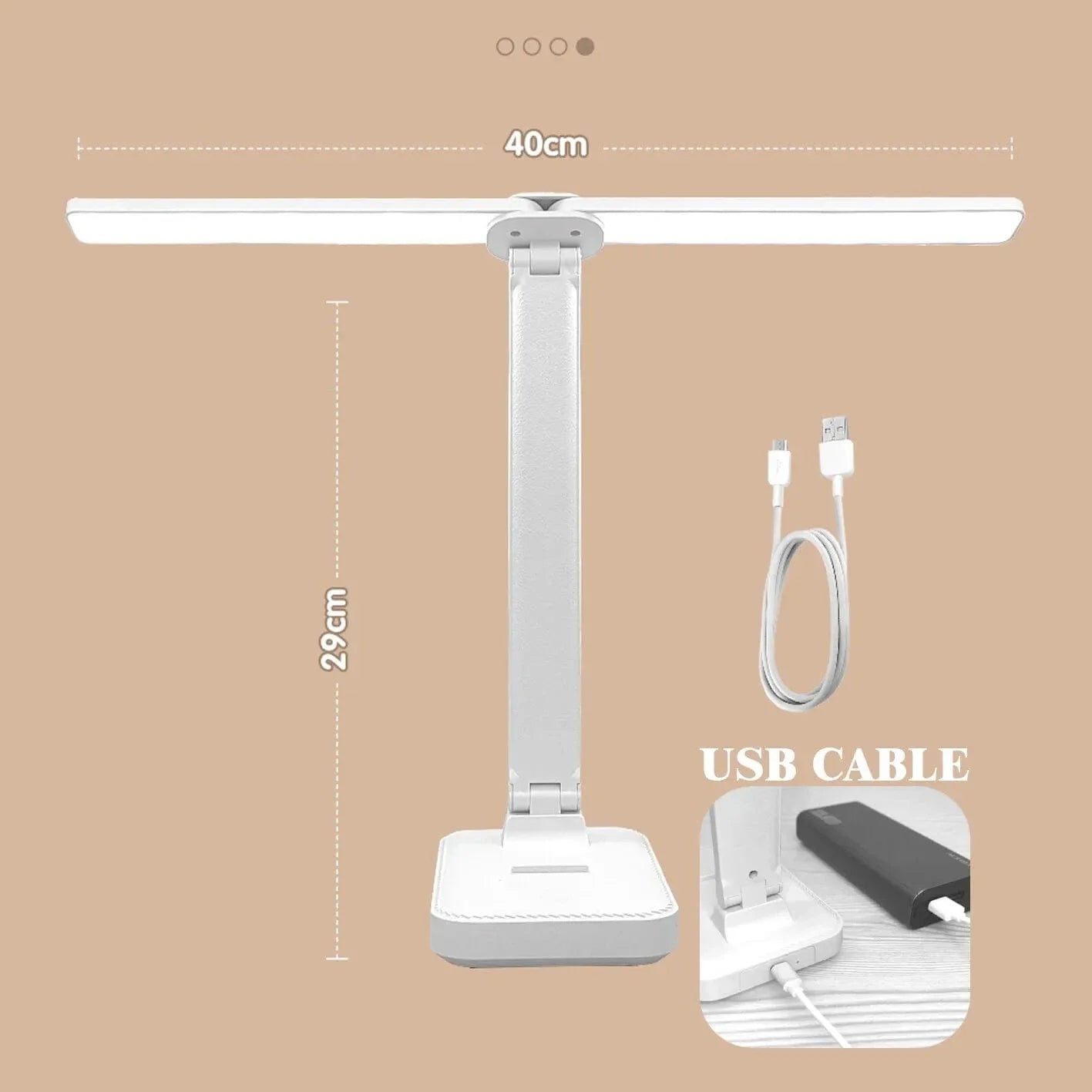 LED Skrivbordslampa - Trådlös - USB Uppladdningsbar - Dimbar - Fällbar Design - Ögonskydd - Finns i Flera Färger