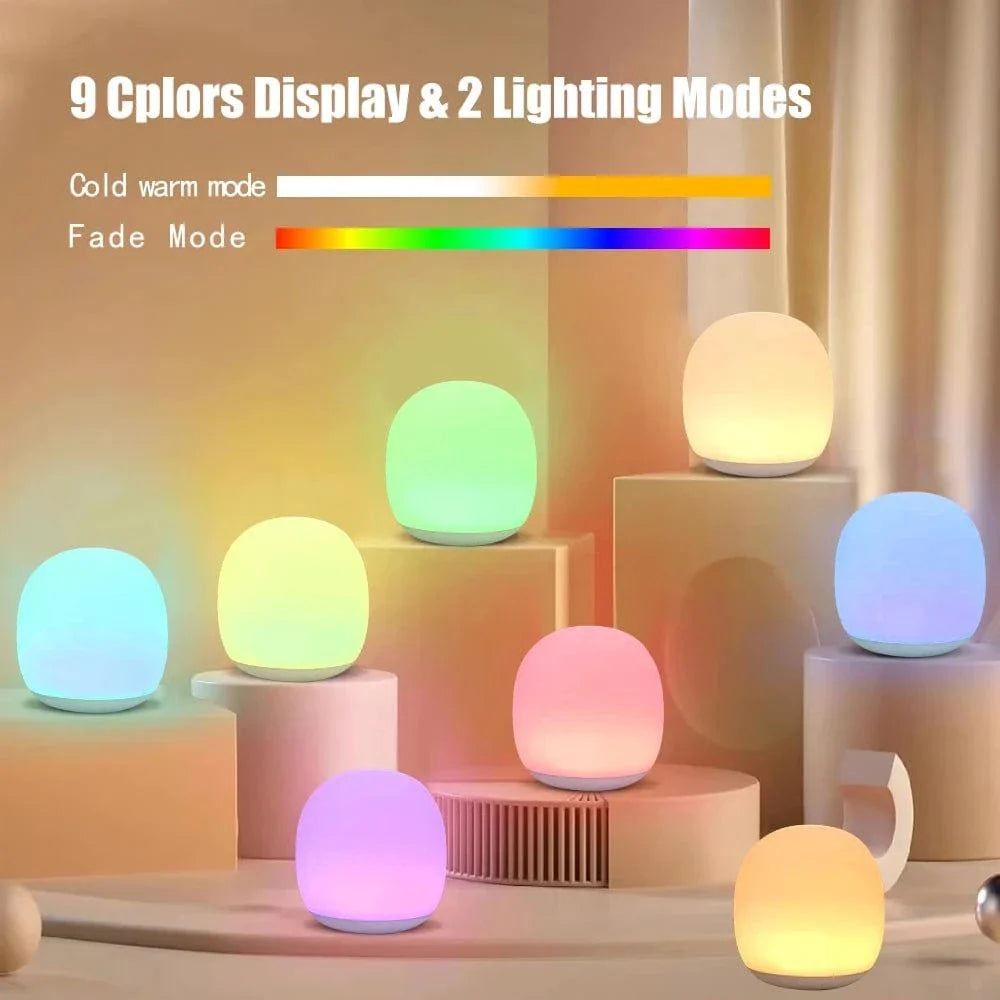 LED Ägglampa Nattlampa - USB Uppladdningsbar - Dimbara - Bärbar - Ögonskydd - 8 RGB Färger - Touchkontroll
