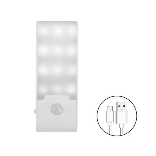 LED Rörelsesensor Nattlampa - Uppladdningsbar USB Typ-C - Kall & Varm Vit