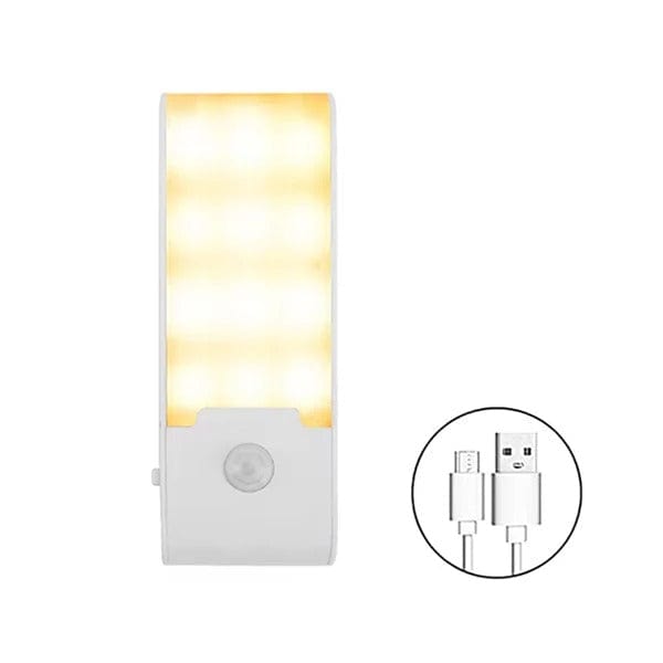LED Rörelsesensor Nattlampa - Uppladdningsbar USB Typ-C - Kall &amp; Varm Vit
