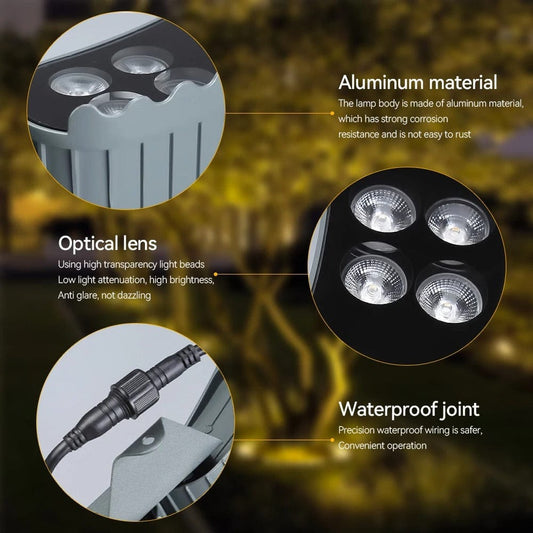 LED Utomhus Spotlights Med Spikfäste – IP65 Klassad - RGB - Aluminium - Trädgårdslandskapsbelysning - 12W - Hållbar och Väderbeständig