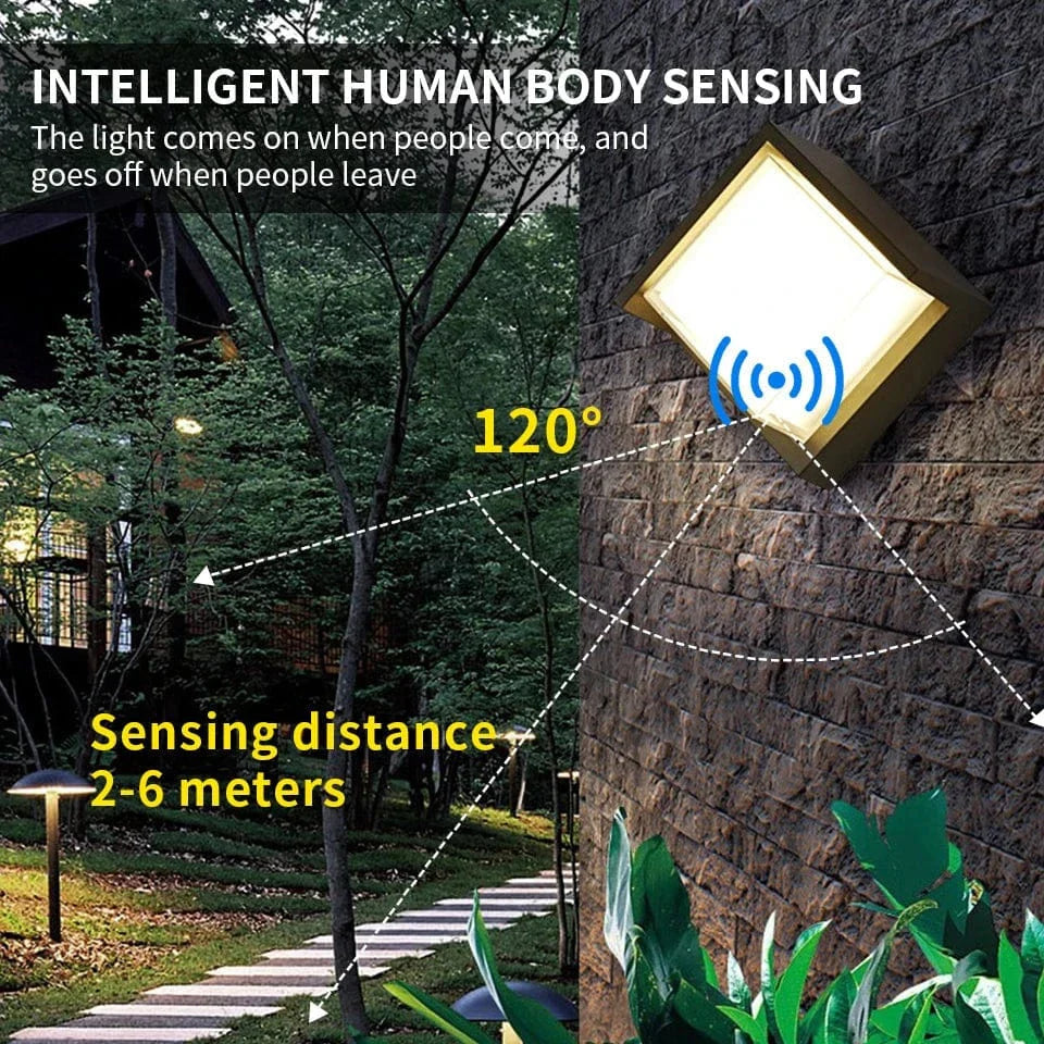 LED Utomhusvägglampa PIR Rörelsesensor