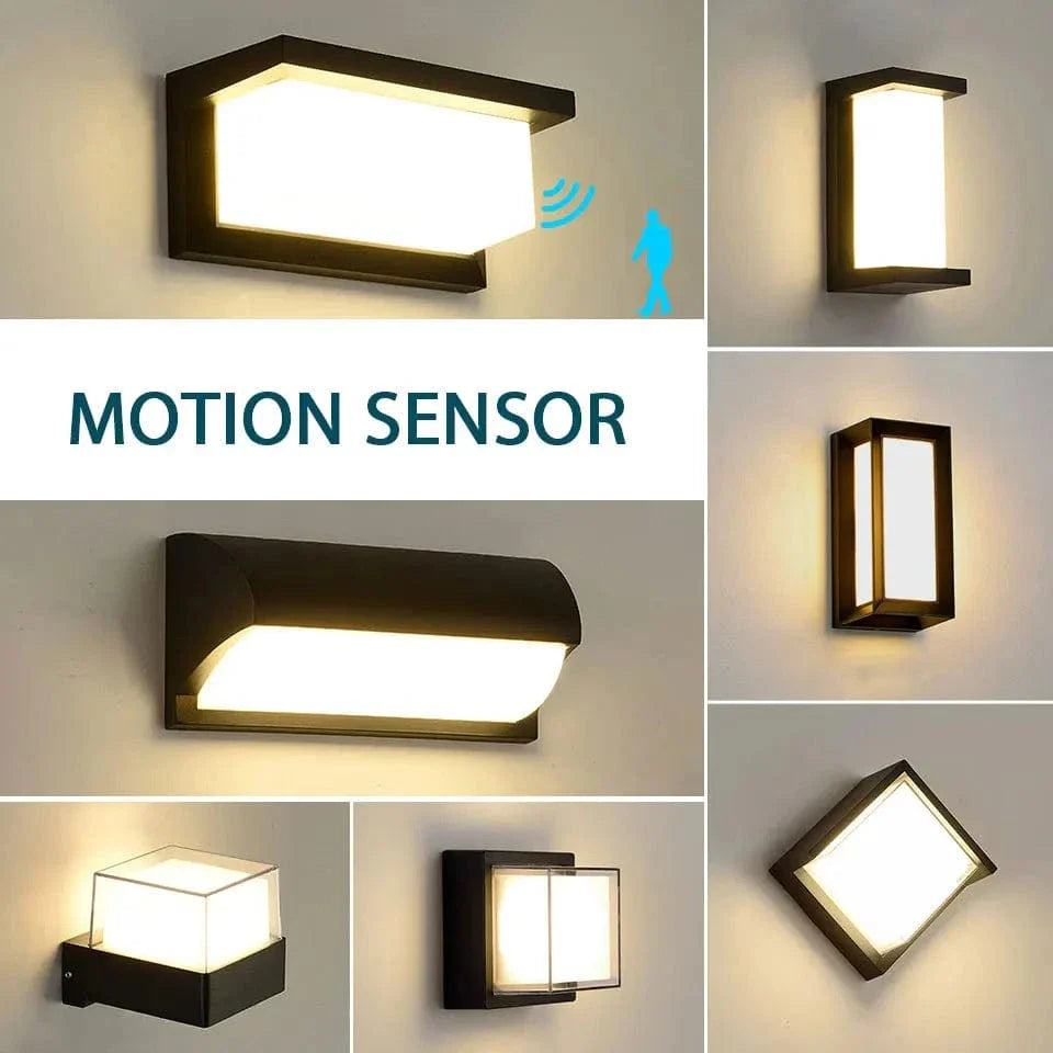 LED Utomhusvägglampa PIR Rörelsesensor