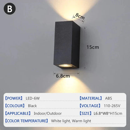 LED Utomhusvägglampa - Vattentålig Design - IP65 Klassad - Hållbart ABS Material - Modern Cylindrisk Form - 6W Effekt - Inomhus/Utebruk