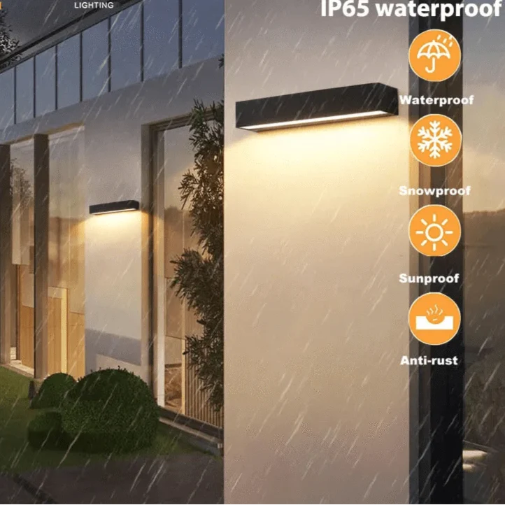 LED Utomhusvägglampor - Vattentäta Aluminiumvägglampetter för Veranda, Patio och Garage - Moderna Utomhusvägglyktor