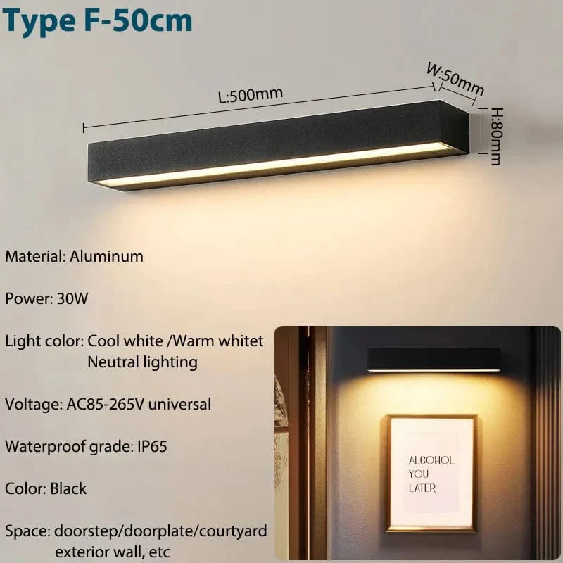 LED Utomhusvägglampor - Vattentäta Aluminiumvägglampetter för Veranda, Patio och Garage - Moderna Utomhusvägglyktor