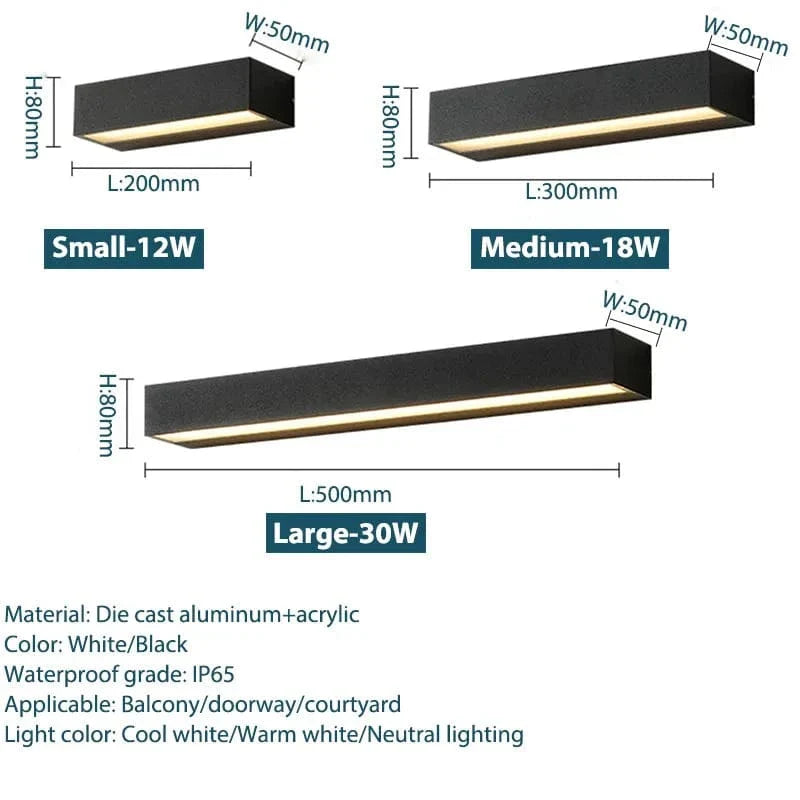 LED Utomhusvägglampor - Vattentäta Aluminiumvägglampetter för Veranda, Patio och Garage - Moderna Utomhusvägglyktor