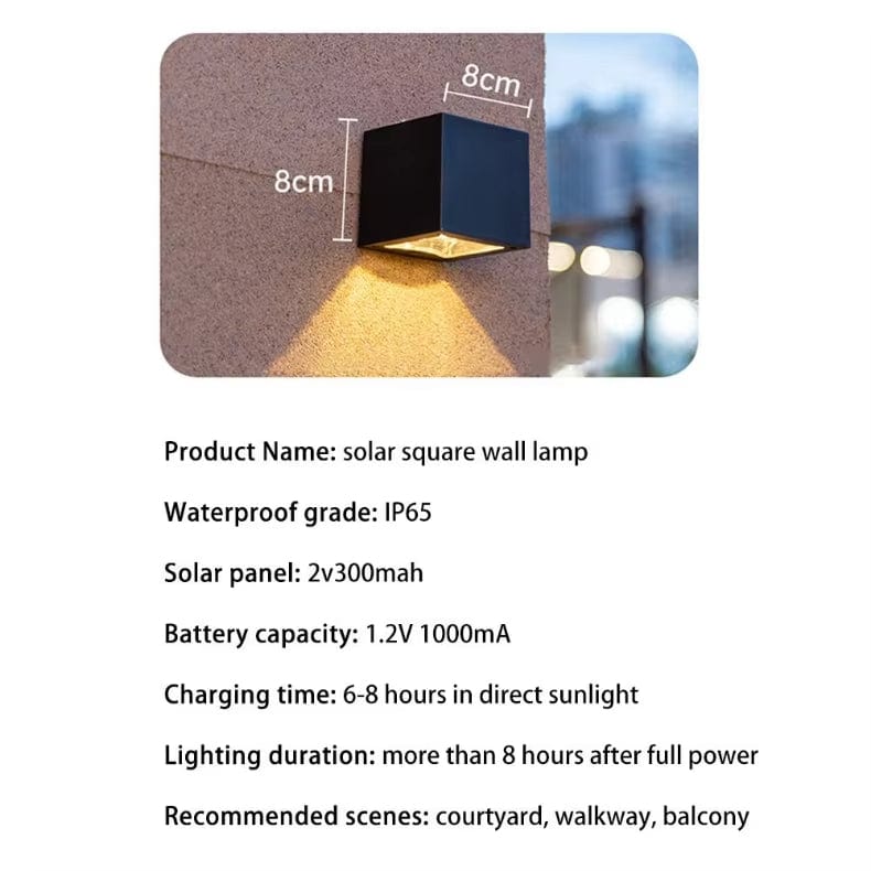 LED Solarbelysning för Vägg – Utomhusmontering – IP65 Vattentålig – Europeisk Stil - Manuell Strömbrytare - Trädgårdsbelysning - 6-12 Timmars Belysning