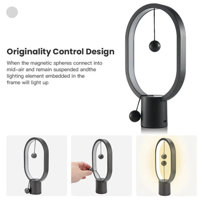 LED Bordslampa Med USB-laddning – Mini Balans Design - Varm Vit Ljus - Dekorativ - Elegant Hem Accent