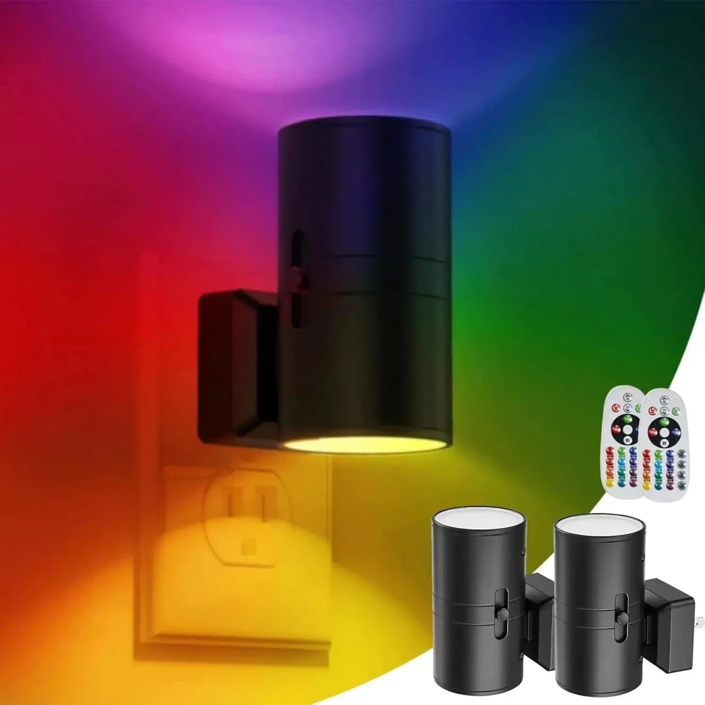 LED Vägg Nattlampa Med Plug-In Design – Sensoraktiverad - Fjärrkontroll - 16 Färgval - Idealisk För Sovrumsinredning