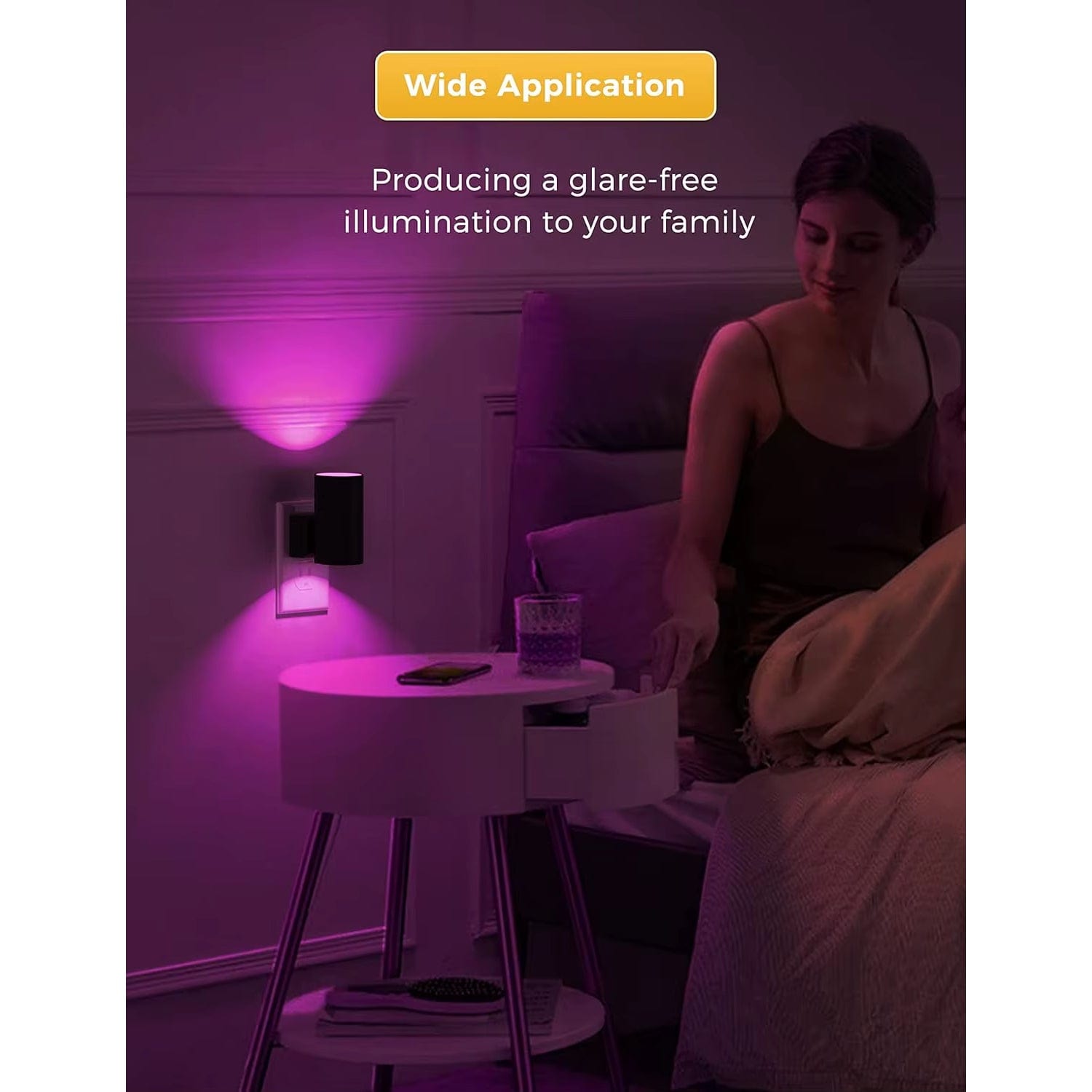 LED Vägg Nattlampa Med Plug-In Design – Sensoraktiverad - Fjärrkontroll - 16 Färgval - Idealisk För Sovrumsinredning