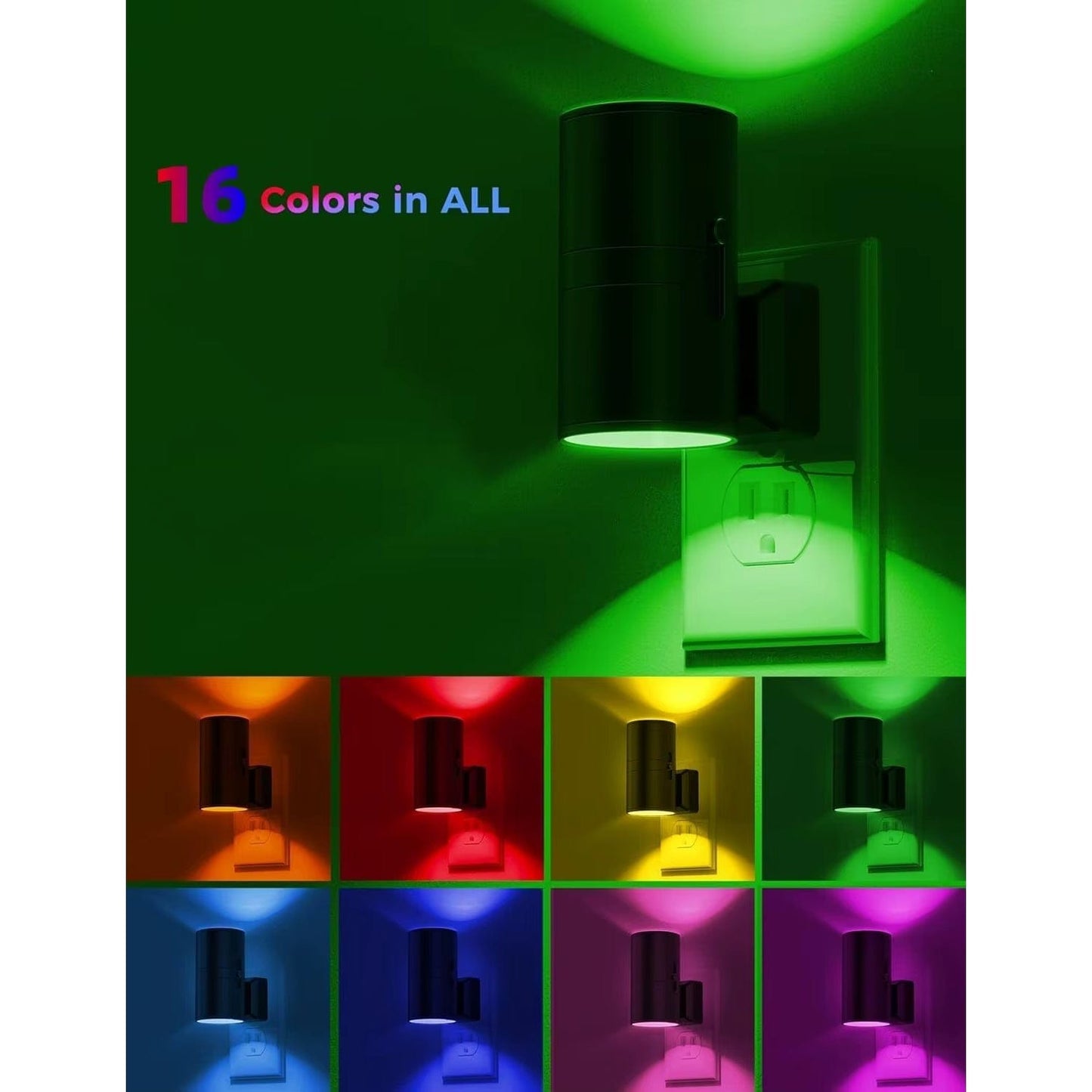 LED Vägg Nattlampa Med Plug-In Design – Sensoraktiverad - Fjärrkontroll - 16 Färgval - Idealisk För Sovrumsinredning