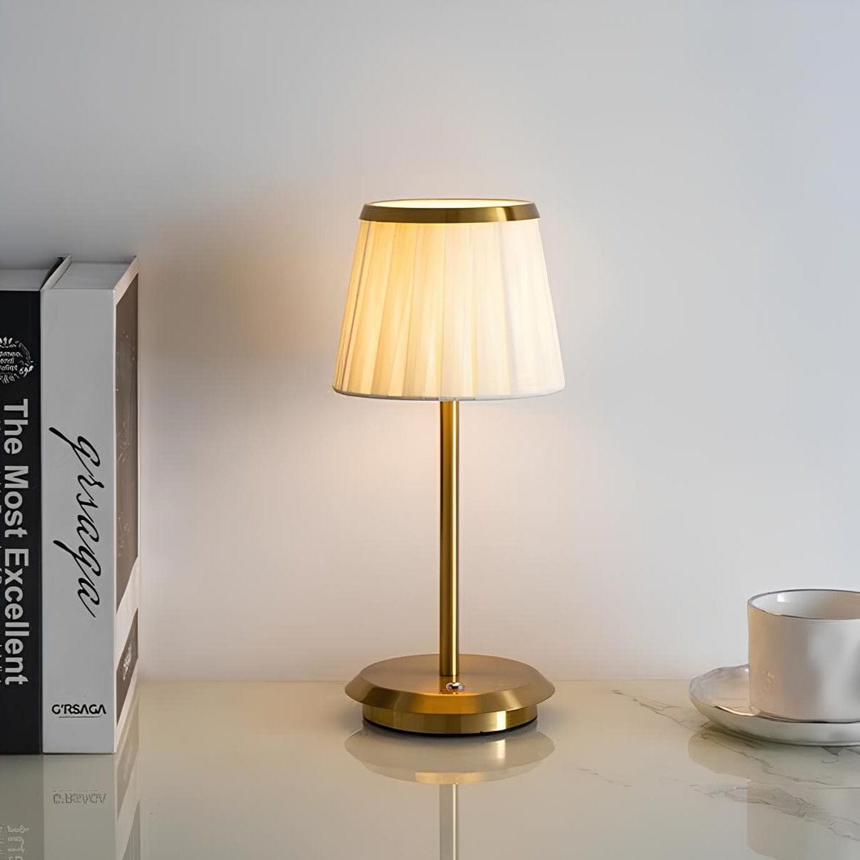 Lyxig Plisserad Återuppladdningsbar Bordslampa