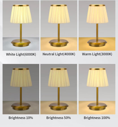 Lyxig Plisserad Återuppladdningsbar Bordslampa