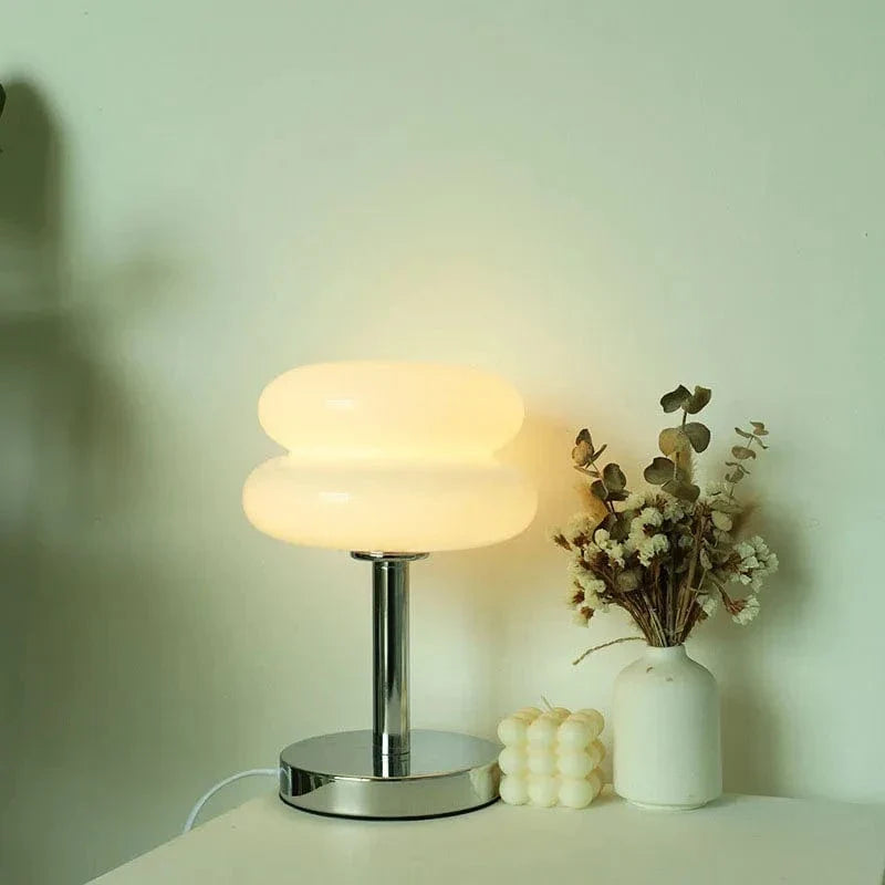 Macaron Glas Bordslampa - Med sladd - Trikromatisk dimning - Ögonskydd - Modern design - Stilig sovrumslampa - E27 lampa kompatibel