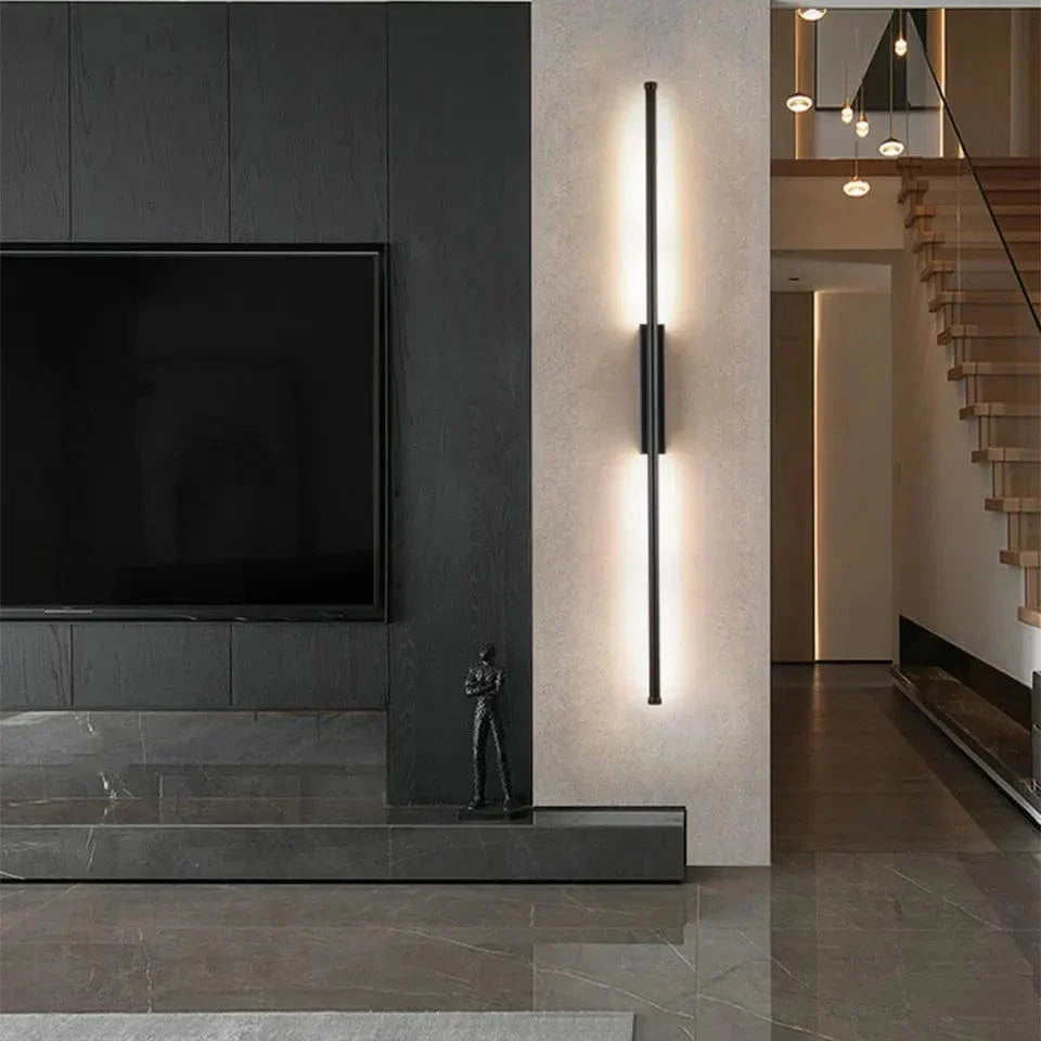 Minimalistisk LED Vägglampa – Modern Svart Järn Sconcelampa för Vardagsrum och Sovrum, Justerbara Höjdalternativ
