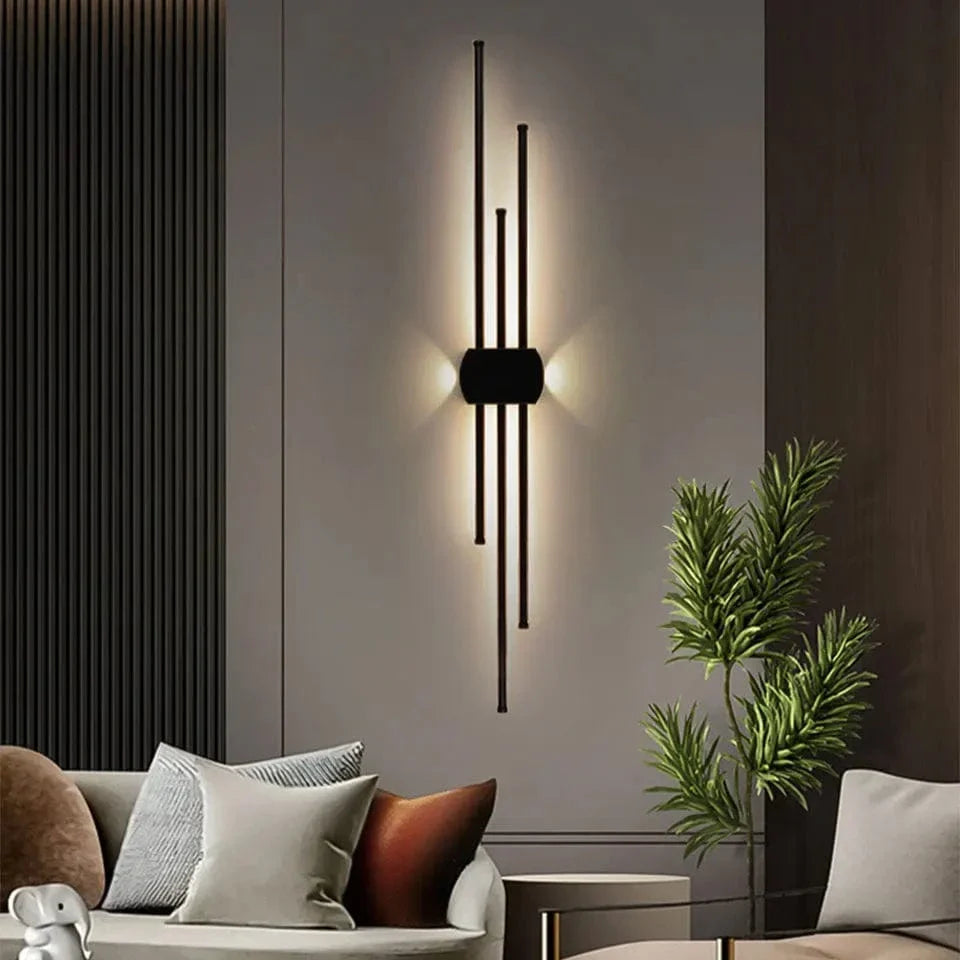 Minimalistisk LED Vägglampa – Modern Svart Järn Sconcelampa för Vardagsrum och Sovrum, Justerbara Höjdalternativ