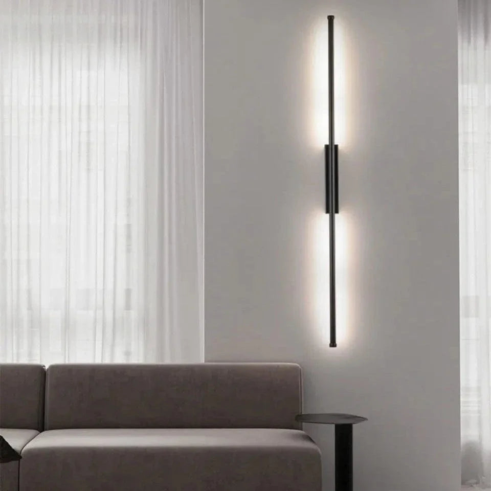 Minimalistisk LED Vägglampa – Modern Svart Järn Sconcelampa för Vardagsrum och Sovrum, Justerbara Höjdalternativ