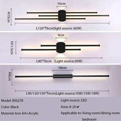 Minimalistisk LED Vägglampa – Modern Svart Järn Sconcelampa för Vardagsrum och Sovrum, Justerbara Höjdalternativ
