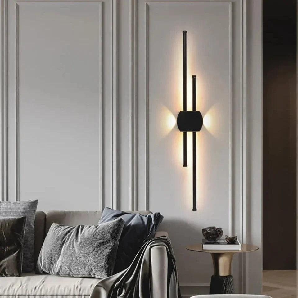 Minimalistisk LED Vägglampa – Modern Svart Järn Sconcelampa för Vardagsrum och Sovrum, Justerbara Höjdalternativ