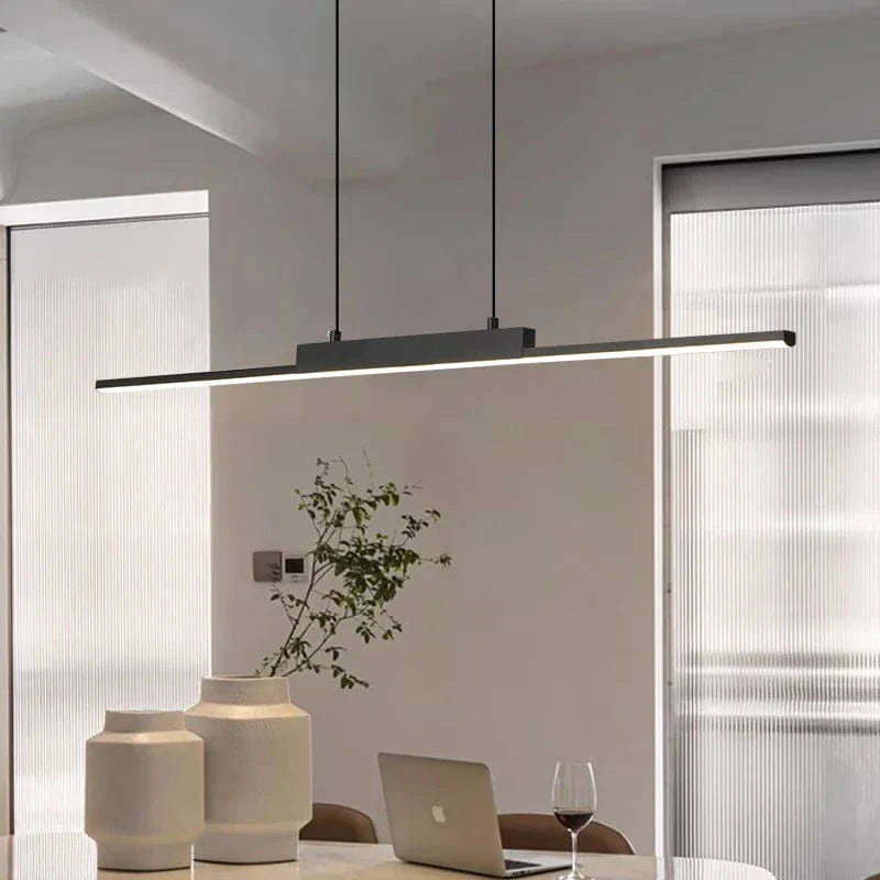 Modern svart taklampa med justerbar höjd – minimalistisk design - aluminium och silikon - perfekt för kök och matsal
