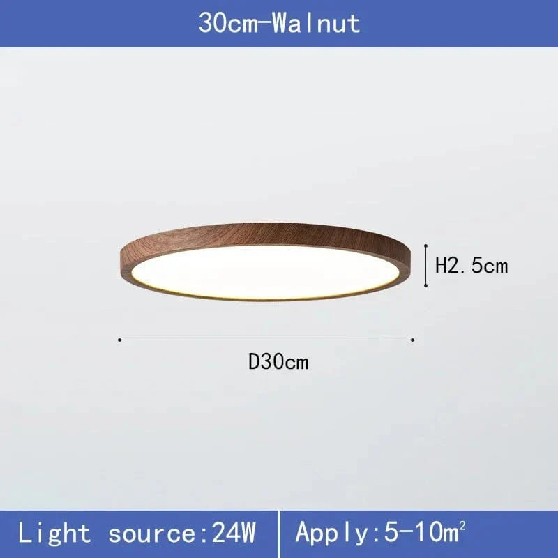 Modern Cirkulär Ultrathin Trä LED Taklampa