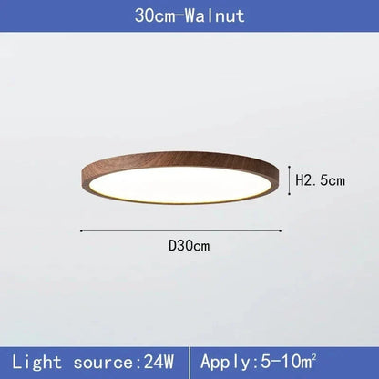 Modern Cirkulär Ultrathin Trä LED Taklampa
