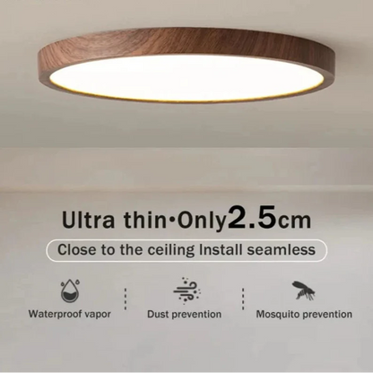 Modern Cirkulär Ultrathin Trä LED Taklampa