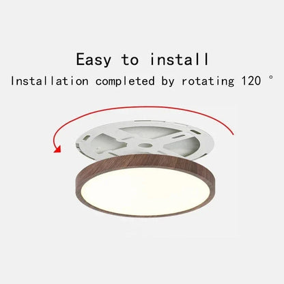 Modern Cirkulär Ultrathin Trä LED Taklampa