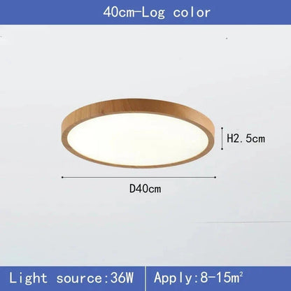 Modern Cirkulär Ultrathin Trä LED Taklampa