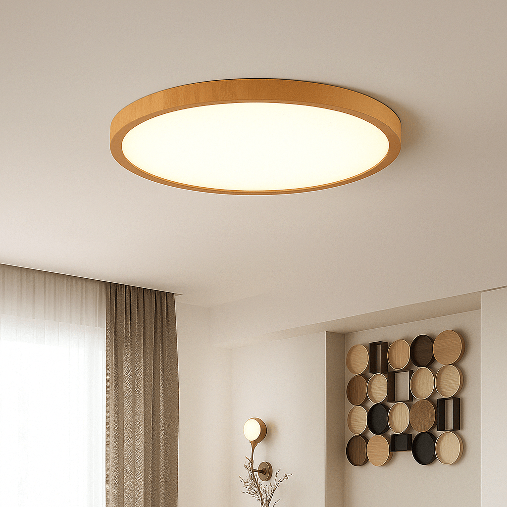 Modern Cirkulär Ultrathin Trä LED Taklampa