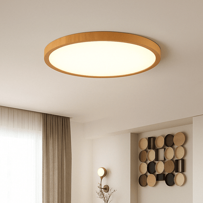 Modern Cirkulär Ultrathin Trä LED Taklampa