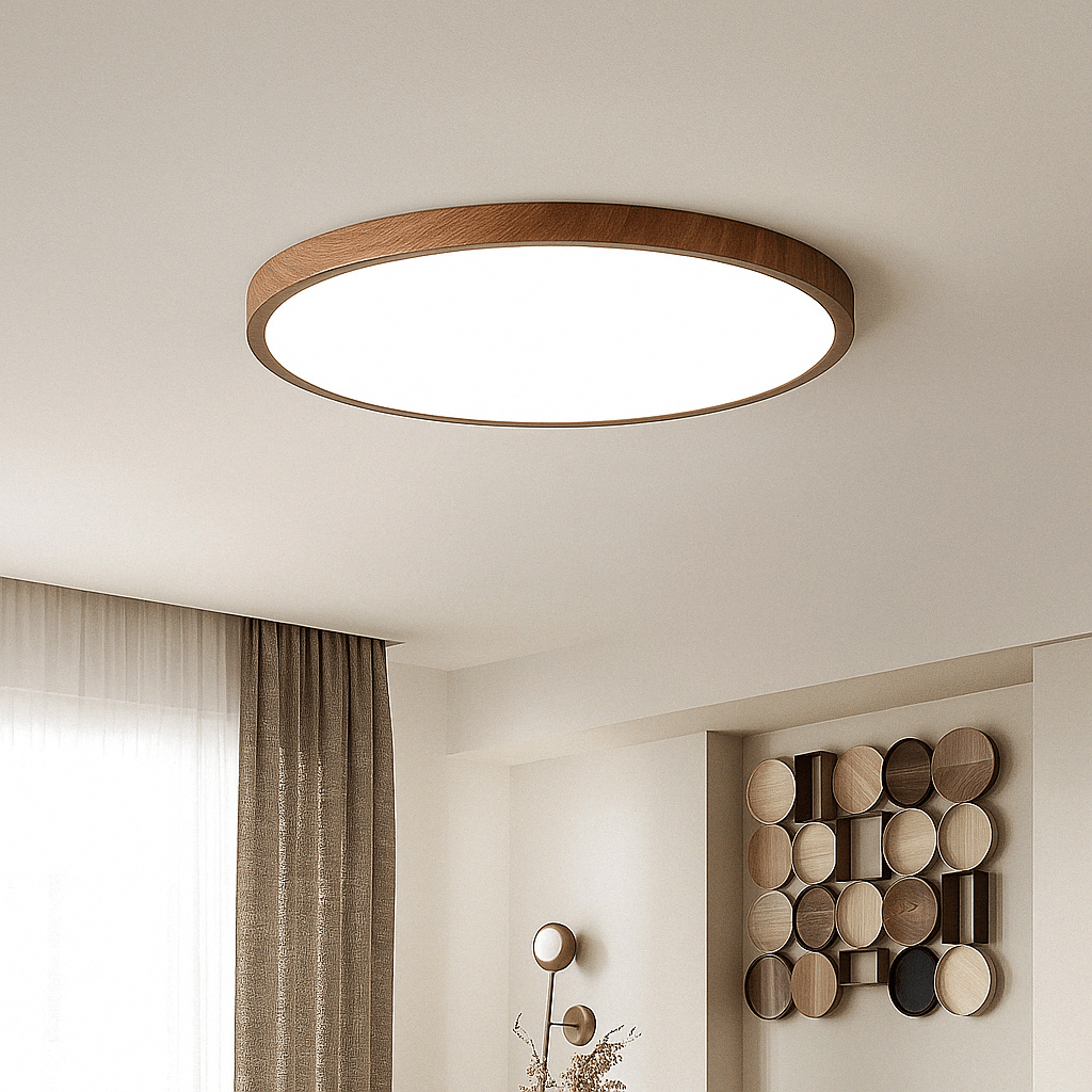 Modern Cirkulär Ultrathin Trä LED Taklampa