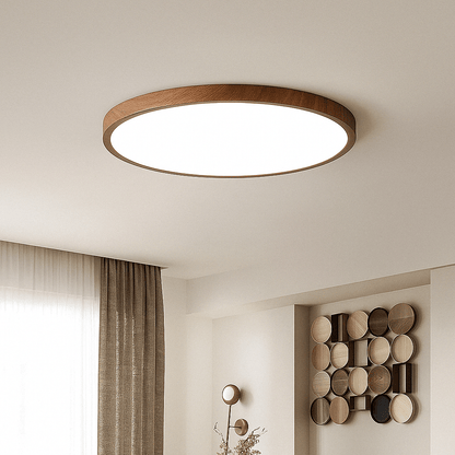 Modern Cirkulär Ultrathin Trä LED Taklampa