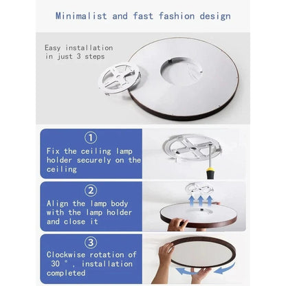 Modern Cirkulär Ultrathin Trä LED Taklampa