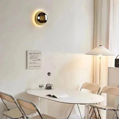 Modern Cirkulär Vägglampa - Hårdkopplad - Minimalistisk Design - Pläterad Silverfinish - Inomhusbruk - Idealiskt För Korridor Och Sängsidesbelysning
